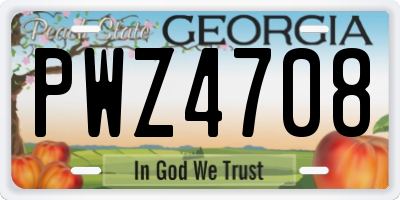 GA license plate PWZ4708