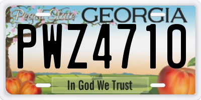 GA license plate PWZ4710
