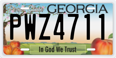 GA license plate PWZ4711