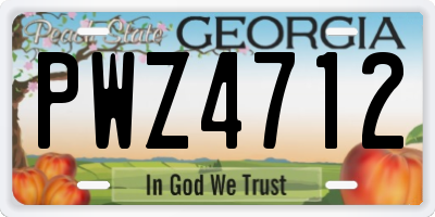 GA license plate PWZ4712