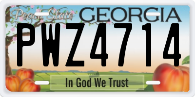 GA license plate PWZ4714