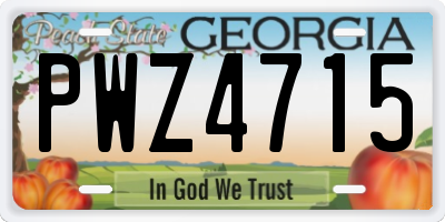 GA license plate PWZ4715