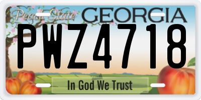 GA license plate PWZ4718