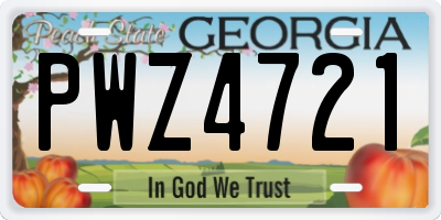 GA license plate PWZ4721