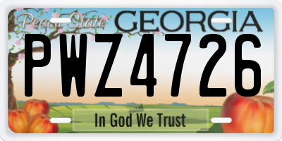 GA license plate PWZ4726