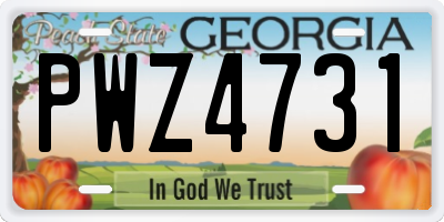 GA license plate PWZ4731