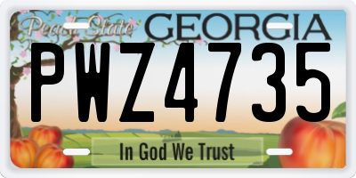 GA license plate PWZ4735