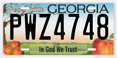 GA license plate PWZ4748