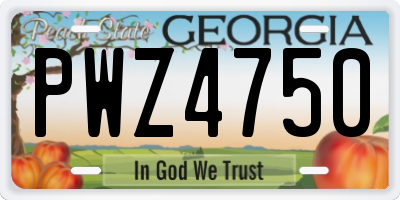 GA license plate PWZ4750