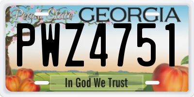 GA license plate PWZ4751
