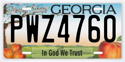 GA license plate PWZ4760