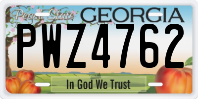 GA license plate PWZ4762