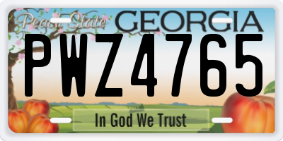 GA license plate PWZ4765