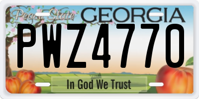 GA license plate PWZ4770