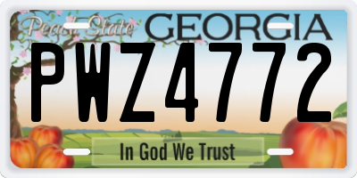 GA license plate PWZ4772