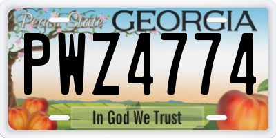 GA license plate PWZ4774