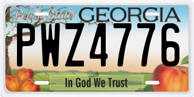 GA license plate PWZ4776