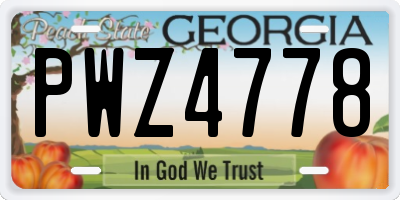GA license plate PWZ4778