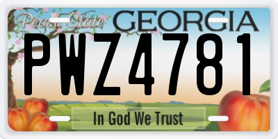 GA license plate PWZ4781