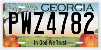GA license plate PWZ4782