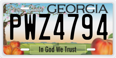 GA license plate PWZ4794
