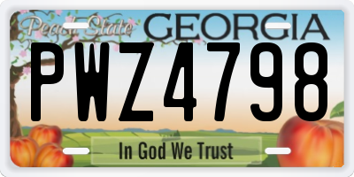 GA license plate PWZ4798