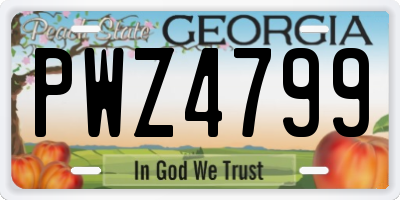 GA license plate PWZ4799