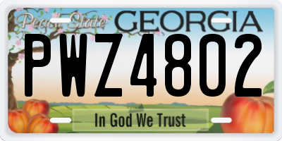 GA license plate PWZ4802