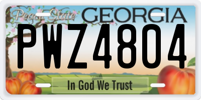 GA license plate PWZ4804
