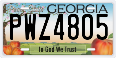 GA license plate PWZ4805