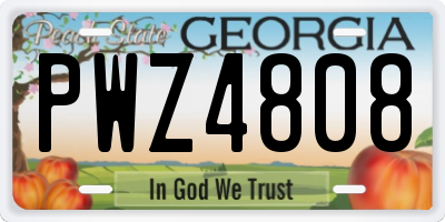 GA license plate PWZ4808