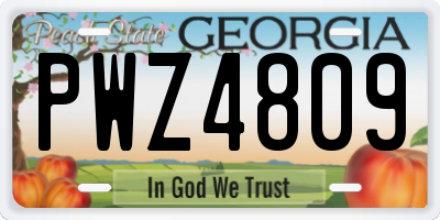 GA license plate PWZ4809