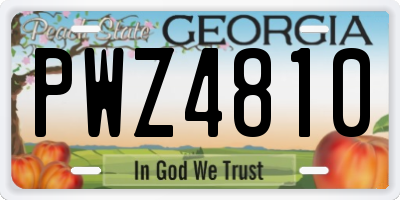 GA license plate PWZ4810