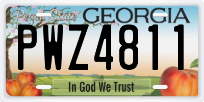 GA license plate PWZ4811
