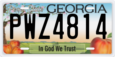 GA license plate PWZ4814