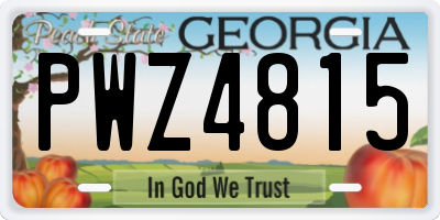 GA license plate PWZ4815