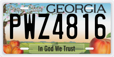GA license plate PWZ4816