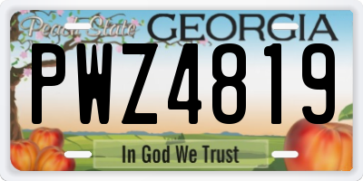 GA license plate PWZ4819