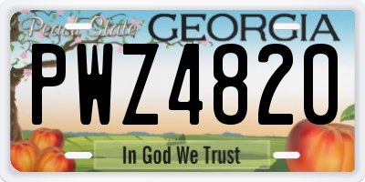 GA license plate PWZ4820