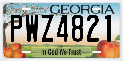 GA license plate PWZ4821