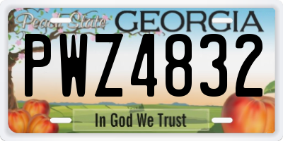GA license plate PWZ4832