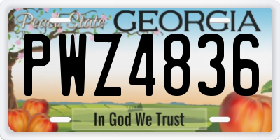 GA license plate PWZ4836