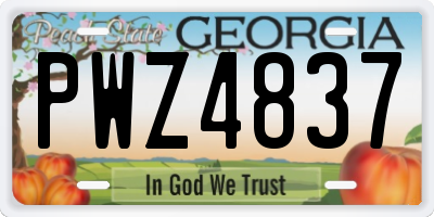 GA license plate PWZ4837