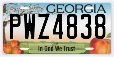 GA license plate PWZ4838