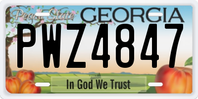 GA license plate PWZ4847