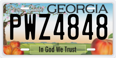 GA license plate PWZ4848