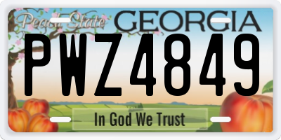 GA license plate PWZ4849