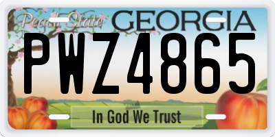 GA license plate PWZ4865