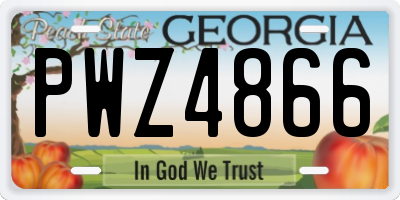 GA license plate PWZ4866