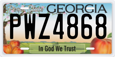 GA license plate PWZ4868